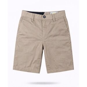 Volcom Khaki Chino Shorts Boys 27 Slim Fit Casual Skate Surf Cotton